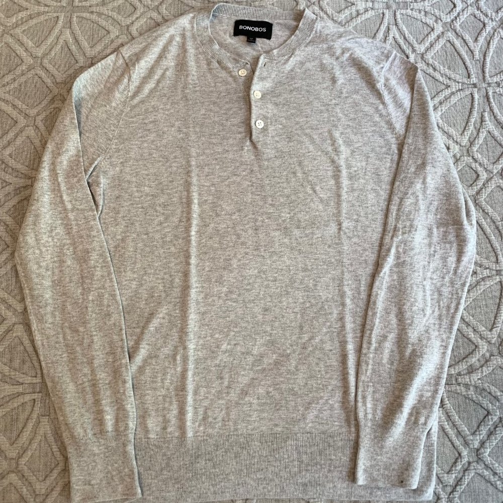 Bonobos Men's Long-Sleeve Gray Henley Slim XS